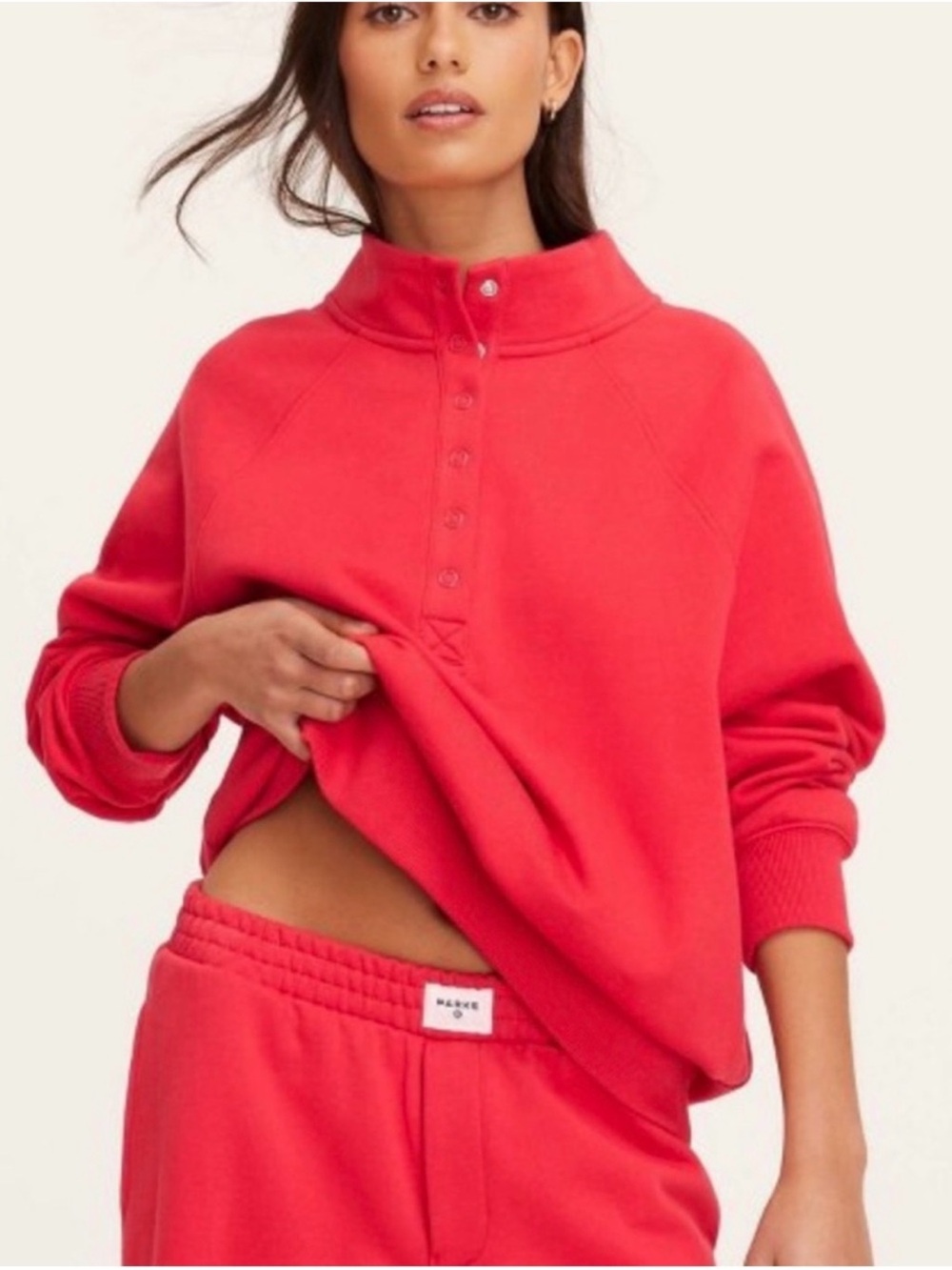 Parke X Target Women’s Red Pullover Snap-Neck Sweatshirt